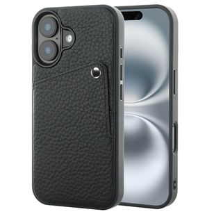 Selencia Riva Backcover met Pashouder Apple iPhone 16 - Zwart