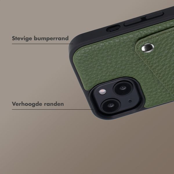 Selencia Riva Backcover met Pashouder Apple iPhone 15 - Sage Green
