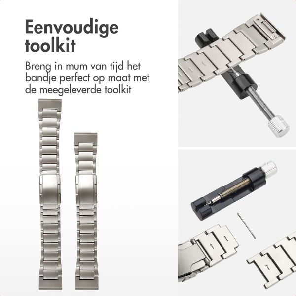 Accezz Mat Titanium bandje voor de Garmin Quickfit 26mm - Titanium