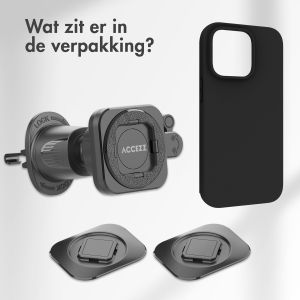 Accezz EasyLock telefoonhouder auto - inclusief hoesje iPhone 14 Pro - Ventilatierooster - 360 graden draaibaar - Zwart