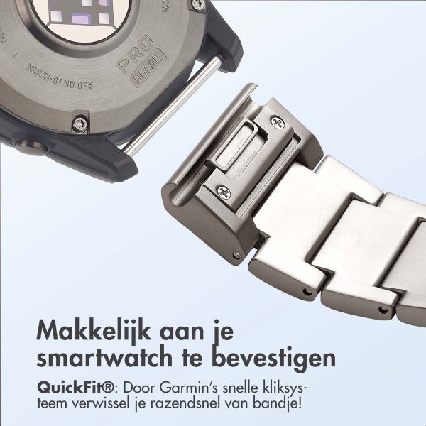 Accezz Mat Titanium bandje voor de Garmin Quickfit 26mm - Titanium