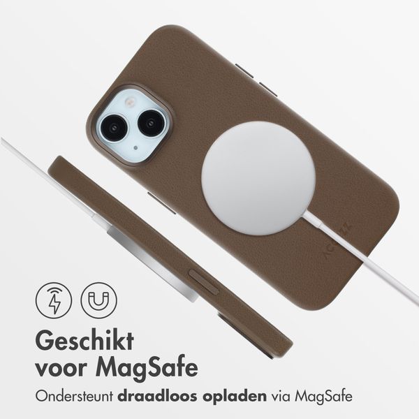 Accezz MagSafe Leather Backcover Apple iPhone 15 - Coffee Brown