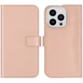 Selencia Echt Lederen Bookcase iPhone 14 Pro - Dusty Pink