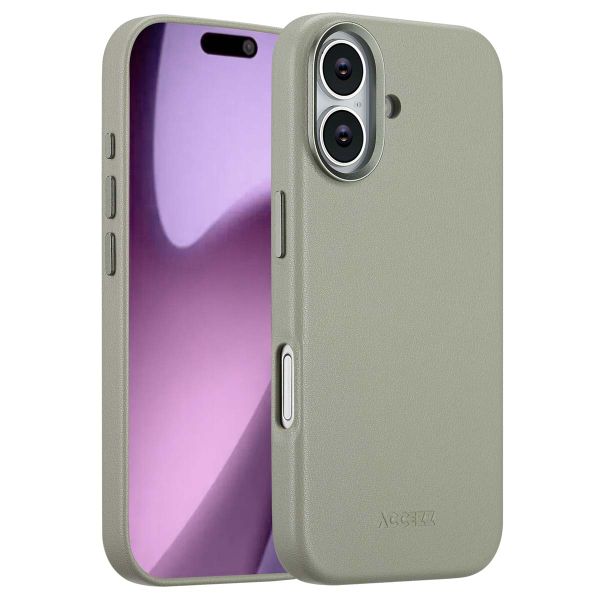 Accezz MagSafe Leather Backcover Apple iPhone 17 - Lichtgrijs
