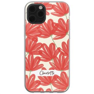 Gepersonaliseerd hoesje met bloemen iPhone 12 (Pro) - Transparant