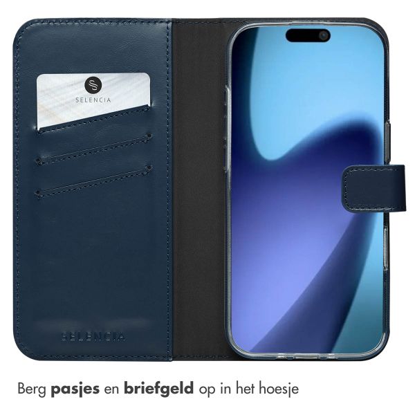 Selencia Echt Leren Bookcase Apple iPhone 17 Air - Blauw