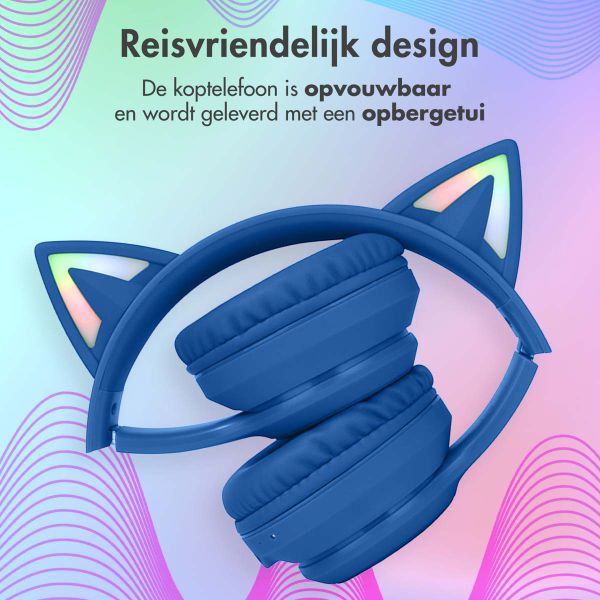 imoshion Draadloze Kinderkoptelefoon LED Light Cat Ear - Met AUX kabel - Cobalt Blue