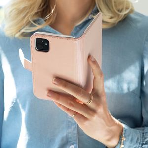 Selencia Echt Lederen Bookcase Samsung Galaxy A72 - Roze