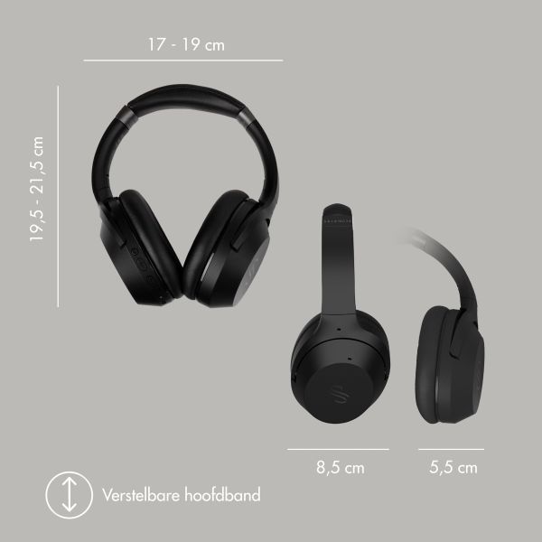 Selencia Urban Play Draadloze Koptelefoon - Active Noise Cancelling (ANC) - Met Opbergcase - Midnight Black