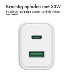 Accezz Power Plus Wall Charger - Oplader USB-C & USB aansluiting - Power Delivery - 33W - Wit