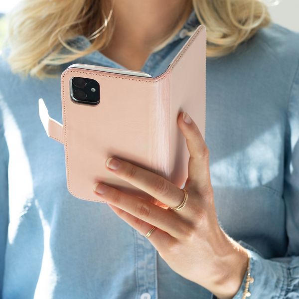 Selencia Echt Leren Bookcase Apple iPhone 12 Mini - Dusty Pink