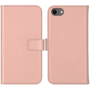Selencia Echt Lederen Bookcase Apple iPhone SE (2022 / 2020) / 8 / 7 / 6(s) - Roze