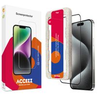 Accezz Gehard Glas Full Cover Screenprotector met applicator Apple iPhone 15 Pro Max - Transparant