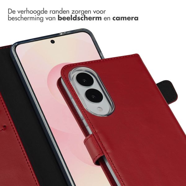 Selencia Echt Lederen Bookcase Samsung Galaxy S25 Edge - Rood