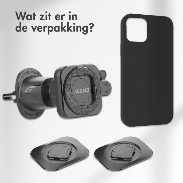 Accezz EasyLock telefoonhouder auto - inclusief hoesje iPhone 13 - Ventilatierooster - 360 graden draaibaar - Zwart