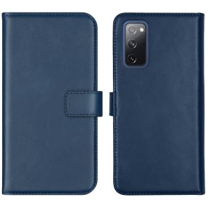 Selencia Echt Lederen Bookcase Samsung Galaxy S20 FE - Blauw