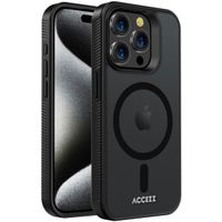Accezz Rugged Frosted MagSafe Backcover iPhone 15 Pro - Zwart