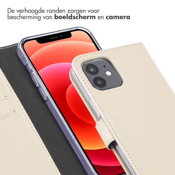 Selencia Echt Lederen Bookcase iPhone 12 (Pro) - Greige