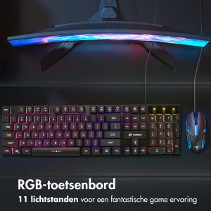 imoshion Gaming Keyboard met RGB lichten - Bedraad gaming toetsenbord met USB-A aansluiting - QWERTY - Zwart