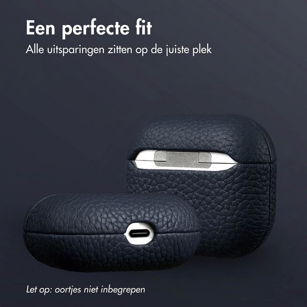 Accezz Echt Leren Case  Apple Airpods 3 - Donkerblauw