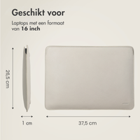 Accezz Leather Laptophoes 16 inch - Laptopsleeve - Beige