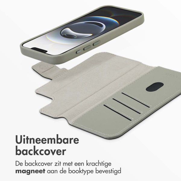 Accezz Leather Bookcase 2-in-1 met MagSafe Apple iPhone 16e - Lichtgrijs
