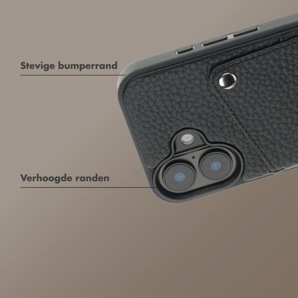 Selencia Riva Backcover met Pashouder Apple iPhone 16 - Zwart