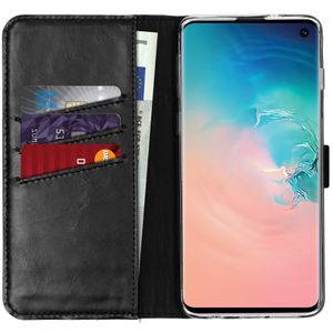 Selencia Echt Lederen Bookcase Samsung Galaxy S10 - Zwart