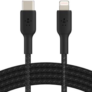 Belkin Boost↑Charge™ Braided Lightning naar USB-C kabel - 2 meter - Zwart