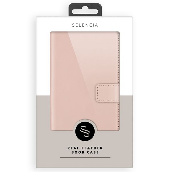 Selencia Echt Lederen Bookcase iPhone 15 Pro Max - Dusty Pink