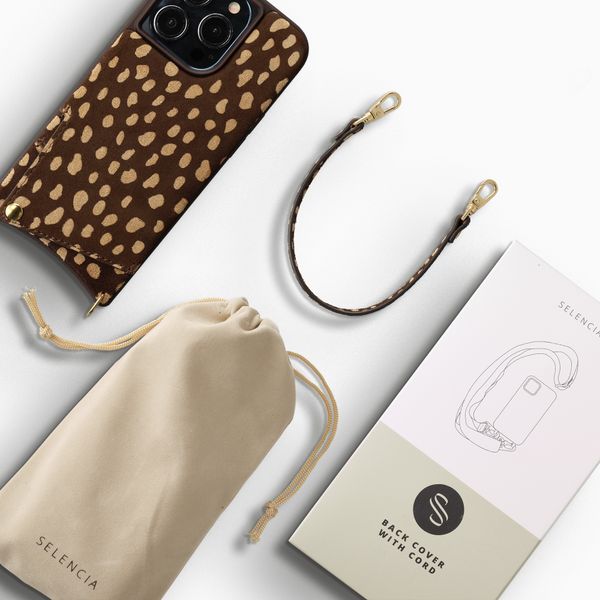 Selencia Nova Real Leather Backcover met Koord en Pashouder Apple iPhone 13 Pro - Fawn Chic