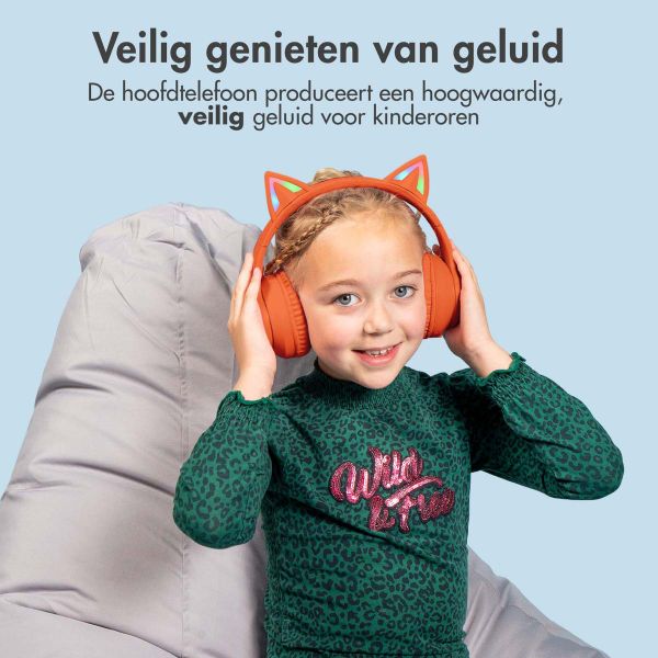 imoshion Draadloze Kinderkoptelefoon LED Light Cat Ear - Met AUX kabel - Oranje
