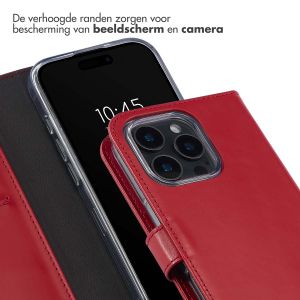 Selencia Echt Lederen Bookcase iPhone 16 Pro Max - Rood