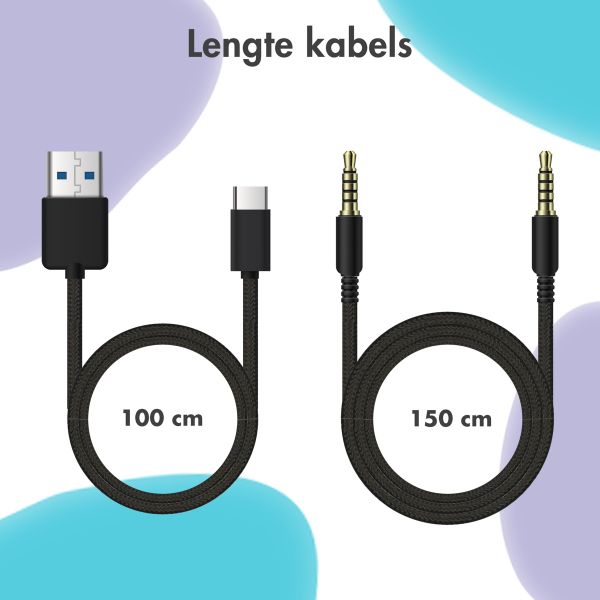 imoshion Draadloze Kinderkoptelefoon Unicorn LED Light - Decibelbegrenzer - Met AUX kabel - Lavender Lilac / Soft Blue
