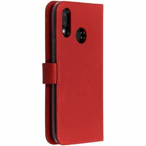 Selencia Echt Lederen Bookcase Huawei P20 Lite - Rood