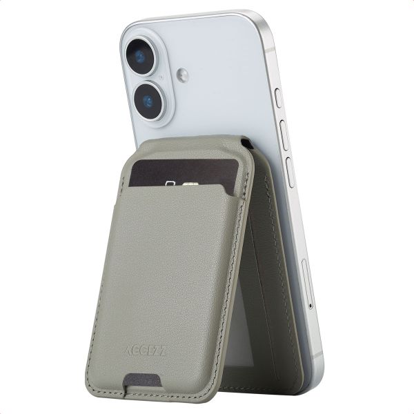 Accezz Leren Wallet met standaard voor MagSafe - Light Grey