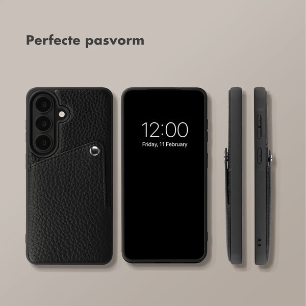 Selencia Riva Backcover met Pashouder Samsung Galaxy S26 - Zwart