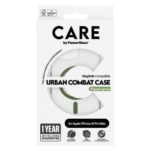 CARE by PanzerGlass Urban Combat Case MagSafe iPhone 16 Pro Max - Transparant / Groen