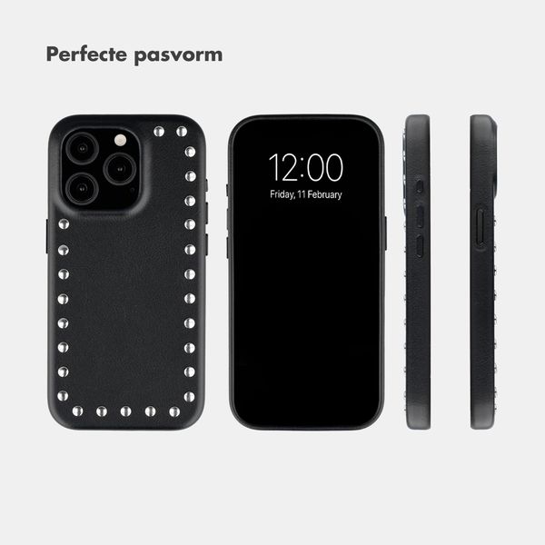 Selencia Studs Backcover met MagSafe Apple iPhone 15 Pro - Velvet Black