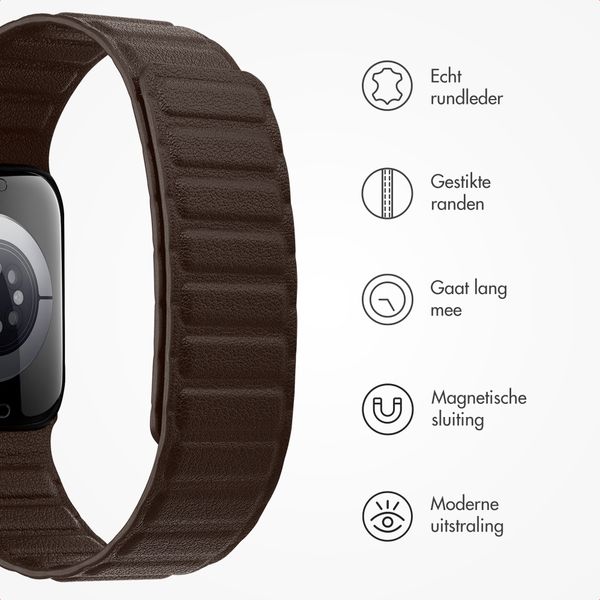 Accezz Magnetisch echt lederen bandje Apple Watch | 44/45/46/49 mm - Chocolate Brown