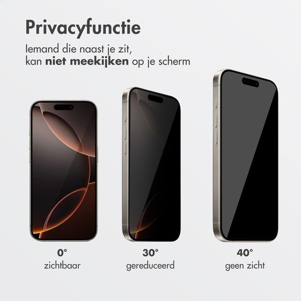 Accezz Gehard Glas Privacy Screenprotector + Applicator Apple iPhone 15 Pro Max