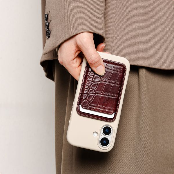 Selencia Croco Pashouder met MagSafe - Burgundy