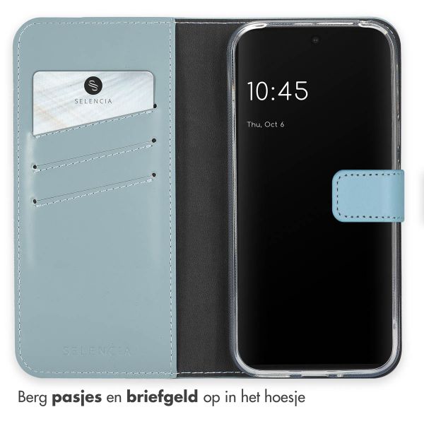 Selencia Echt Leren Bookcase Google Pixel 9 / 9 Pro - Air Blue