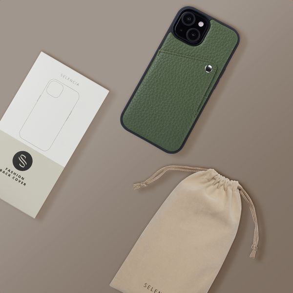 Selencia Riva Backcover met Pashouder Apple iPhone 14 / 13 - Sage Green