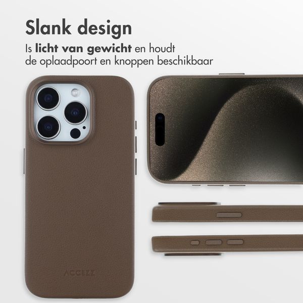 Accezz MagSafe Leather Backcover Apple iPhone 15 Pro - Coffee Brown