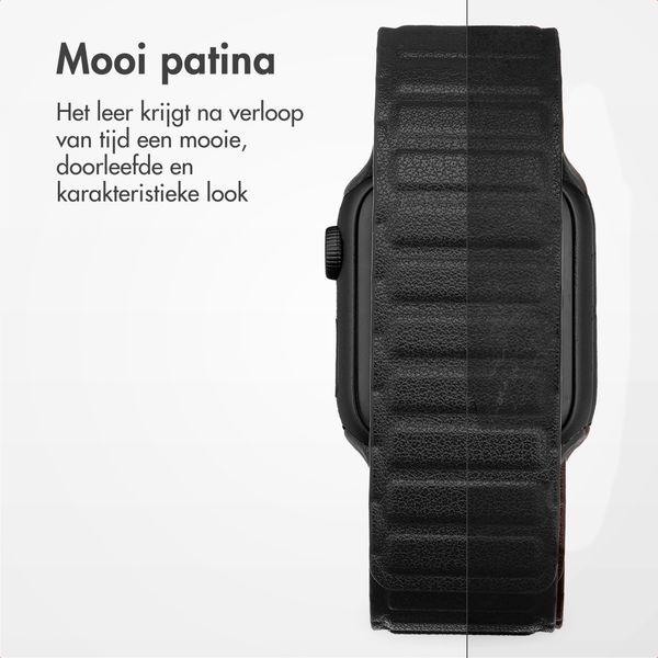 Accezz Magnetisch echt lederen bandje Apple Watch | 38/40/41/42 mm - Zwart