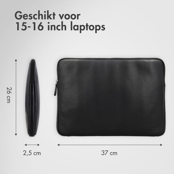 Accezz Leather Laptop hoes met rits 15-16 inch - Laptopsleeve - Zwart