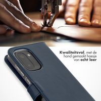 Selencia Echt Leren Bookcase OnePlus 15R - Donkerblauw