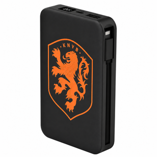 Accezz Powerbank met Geïntegreerde Kabels 10.000 mAh - Quick Charge en Power Delivery - Oranje Leeuw - Zwart