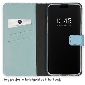 Selencia Echt Lederen Bookcase iPhone 15 Pro - Air Blue